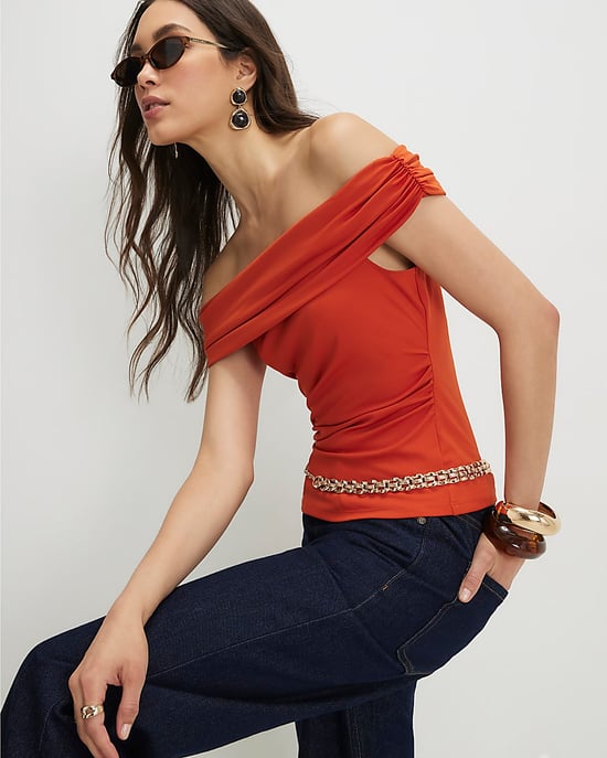 River Island Top Bardot de mujer Naranja Manga corta - Image 2