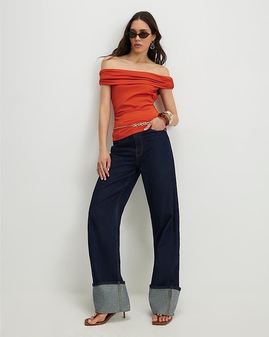 River Island Top Bardot de mujer Naranja Manga corta - Image 4