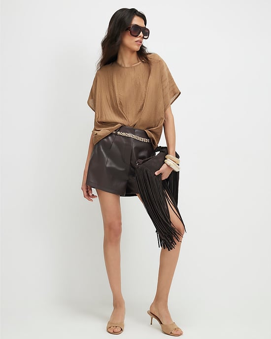 River Island Top de mujer Beige Bajo fruncido texturizado Cuello redondo - Image 2