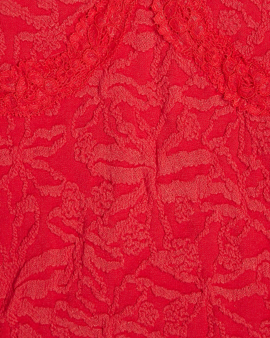River Island Top de mujer rojo con manga corta y ribete de encaje texturizado - Image 5
