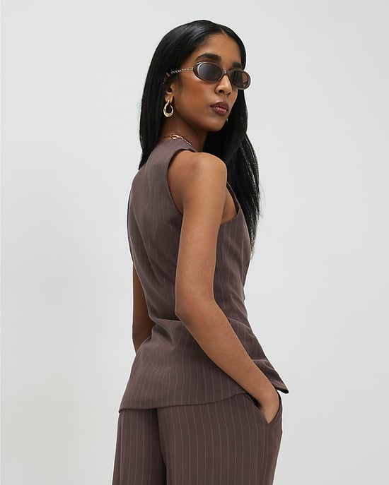 River Island Top de mujer Marrón a rayas Con lazo delantero suave - Image 3