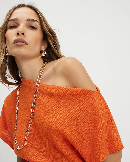 River Island Top drapeado de mujer Naranja con bajo de canalé - Image 4