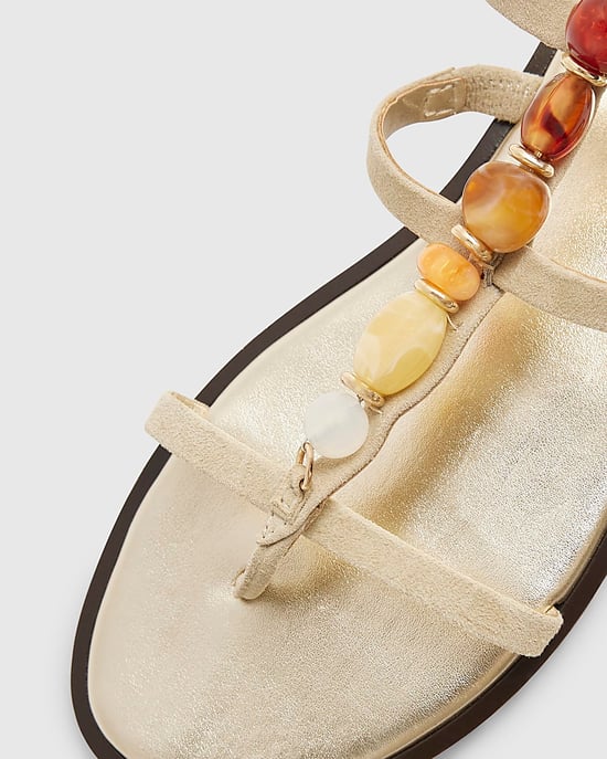 River Island Sandalias de gladiador para mujer Beige con adornos de piedras - Image 3