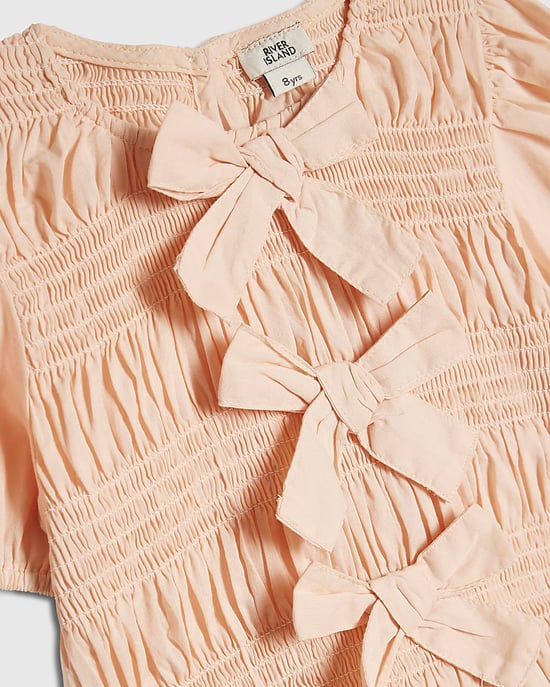 River Island Conjunto de niña de top y joggers vaqueros Rosa con lazo 2 piezas - Image 3