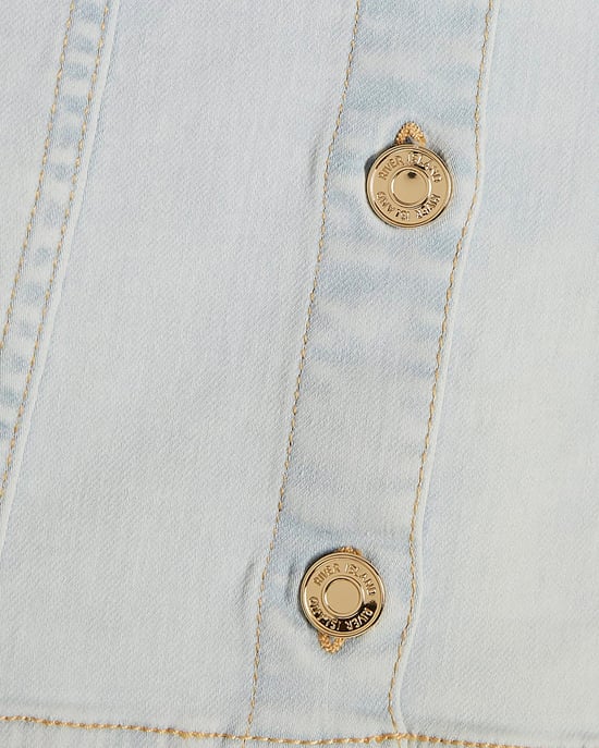 River Island Conjunto de chaleco y shorts para niña Blue Denim 2 piezas - Image 4