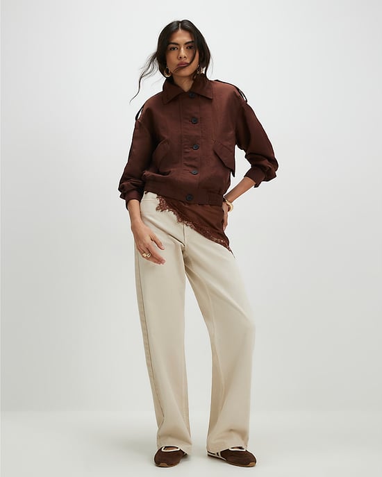 River Island Chaqueta de mujer Marrón Nylon Cierre de botones delantero - Image 2