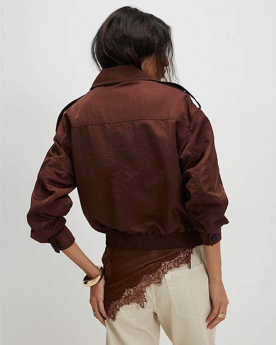 River Island Chaqueta de mujer Marrón Nylon Cierre de botones delantero - Image 3
