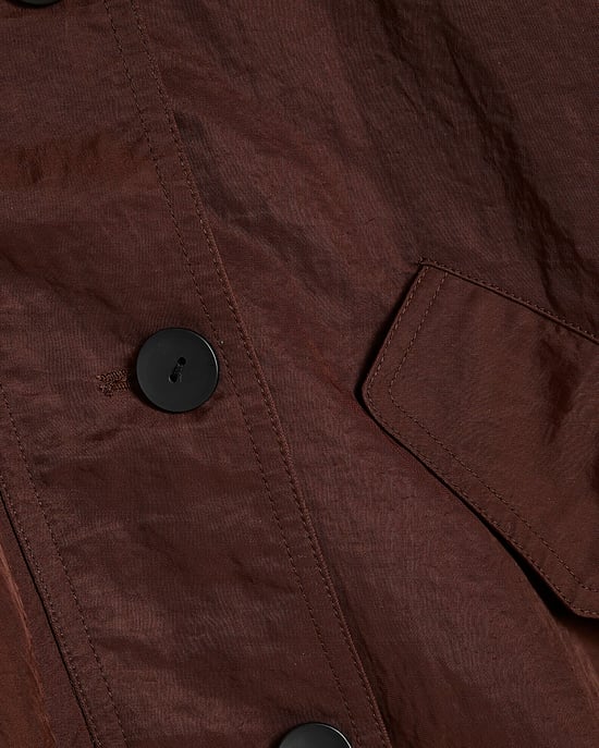 River Island Chaqueta de mujer Marrón Nylon Cierre de botones delantero - Image 5