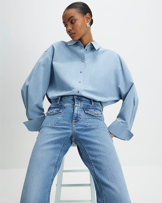River Island Vaqueros de Mujer Acampanados Azules Tiro Alto Relaxed - Image 2