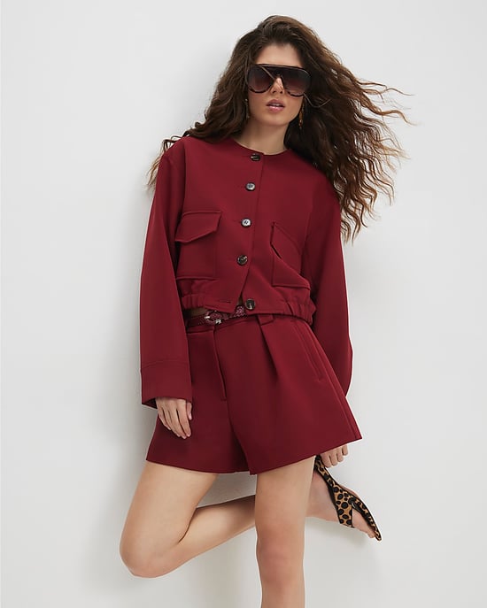 River Island Chaqueta bomber de mujer Roja Manga larga Detalle de bolsillos - Image 2