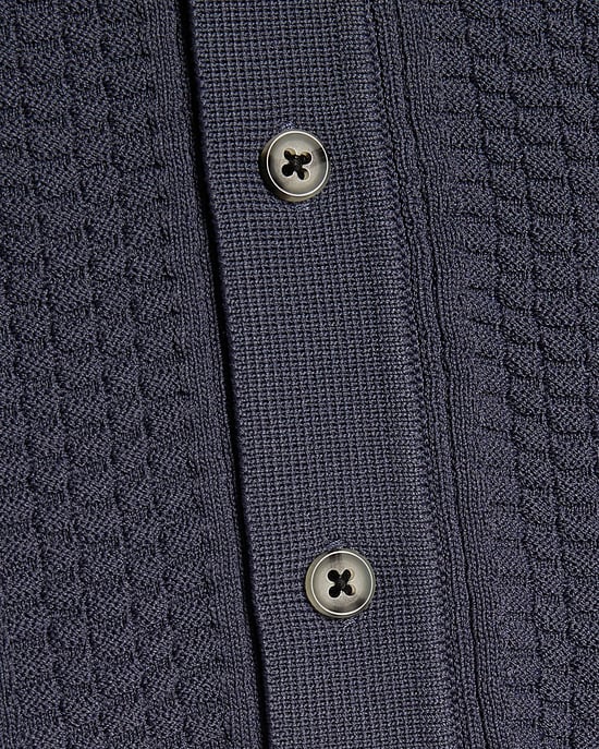 River Island Camisa de punto mini para niño con cuello y botones azul marino - Image 3