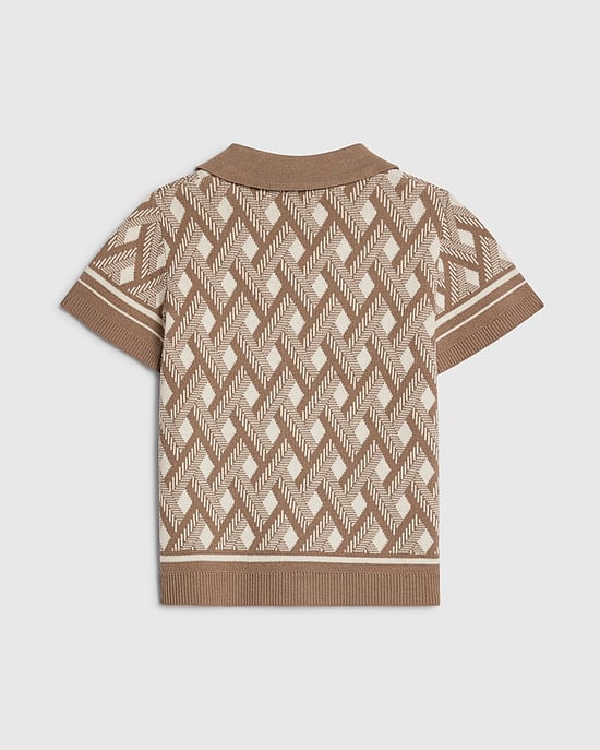 River Island Camisa de punto mini para niño Beige Geométrica con cuello - Image 4