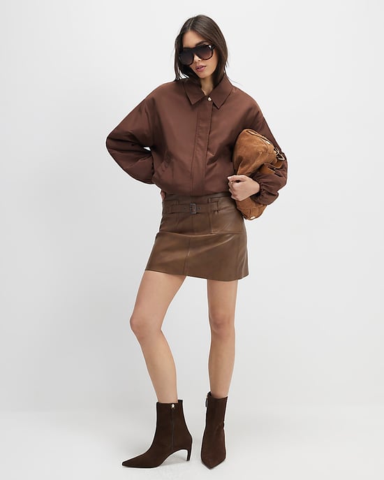River Island Minifalda de mujer Marrón De imitación de cuero Con cinturón - Image 2
