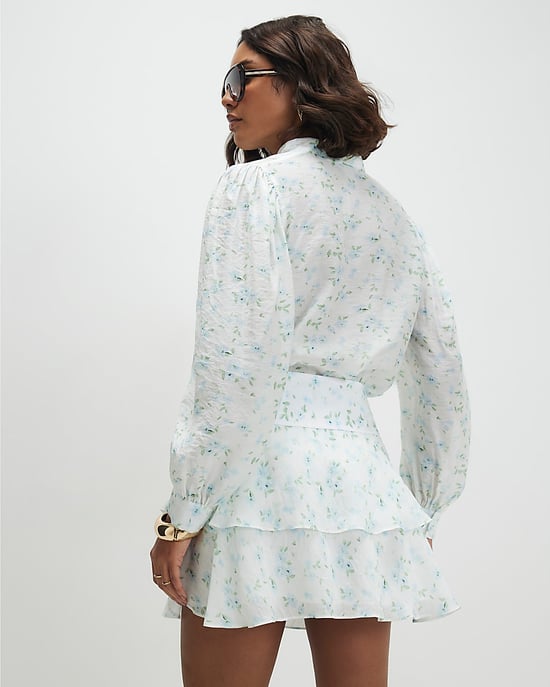 River Island Falda mini de mujer Blanca Floral Rara Con cremallera De volantes - Image 4
