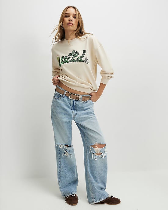 River Island Sudadera de mujer Crema Mezcla de algodón Cactus - Image 4