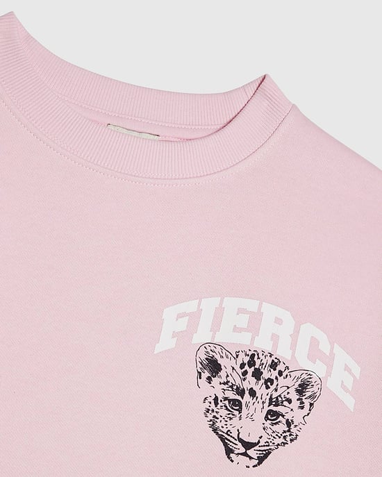 River Island Sudadera para niña Rosa Fierce Vibes Cheetah - Image 2
