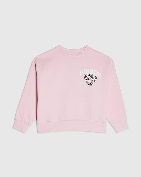River Island Sudadera para niña Rosa Fierce Vibes Cheetah - Image 4