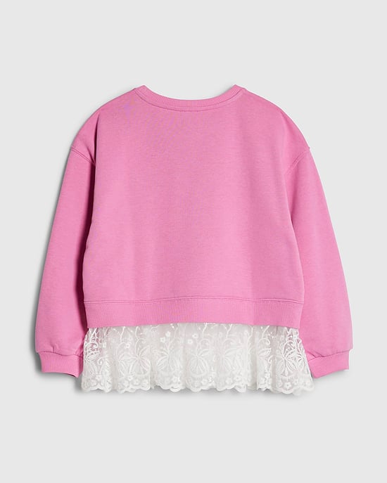 River Island Sudadera para niña Rosa Tres Chic con bajo de encaje - Image 4