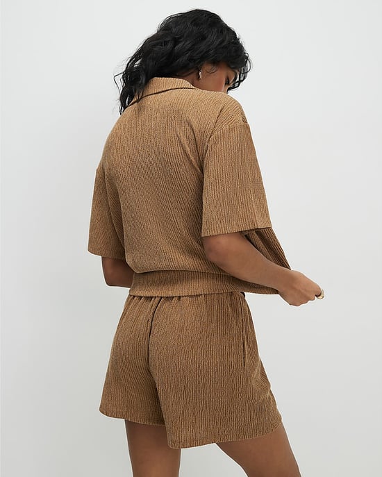 River Island Pantalones cortos de mujer Beige Tejido texturizado Cintura con cordón - Image 3