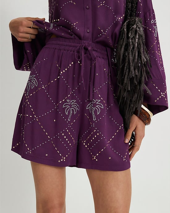 River Island Pantalones cortos de mujer Morado Palmeras con adornos - Image 1