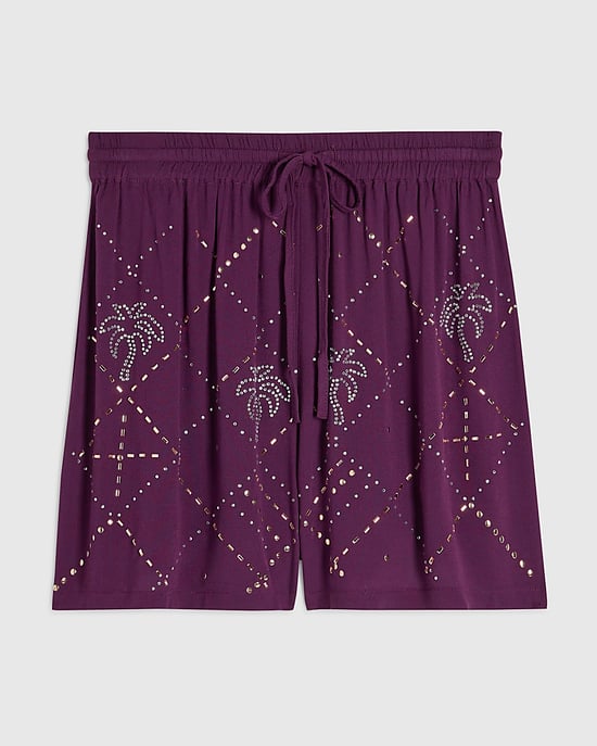 River Island Pantalones cortos de mujer Morado Palmeras con adornos - Image 6