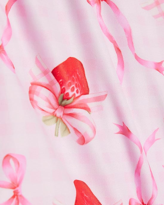 River Island Mini bañador para niña rosa con lazo de fresa y tutú - Image 3