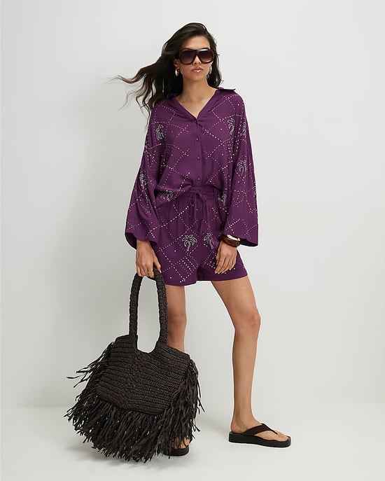 River Island Camisa de mujer Morada con palmeras adornadas - Image 4