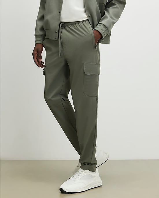 River Island Pantalón cargo de hombre Verde Skinny Fit con cordón - Image 1