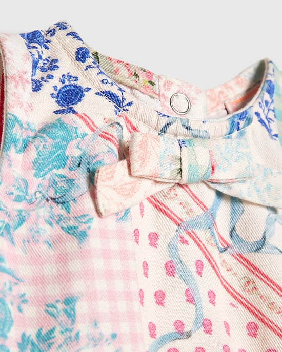 River Island Pelele de algodón rosa de patchwork para bebé niña - Image 2