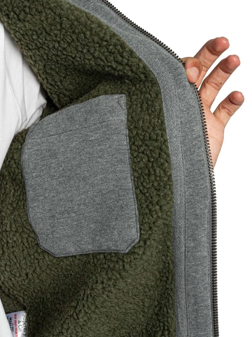 Superdry Sudadera Con Capucha Y Cremallera Con Forro De Borrego, Gris - Image 6