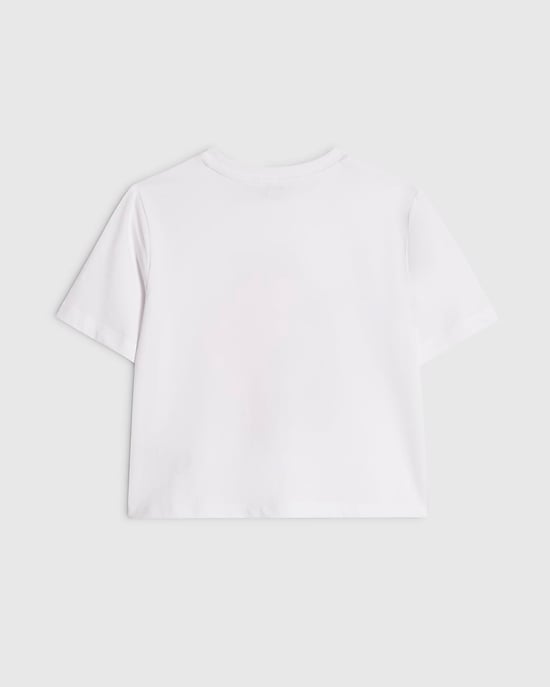 River Island Top corto para niña blanco con flores decorativas - Image 4