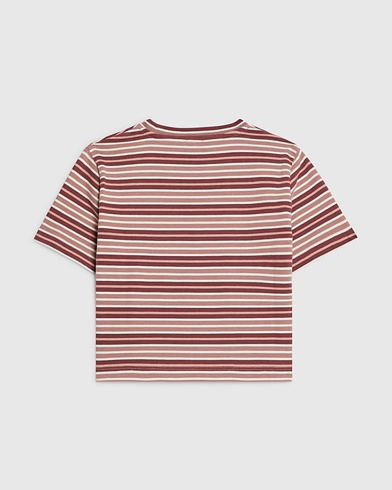 River Island Top corto para niña Rosa a rayas Número 98 Cuello redondo - Image 4
