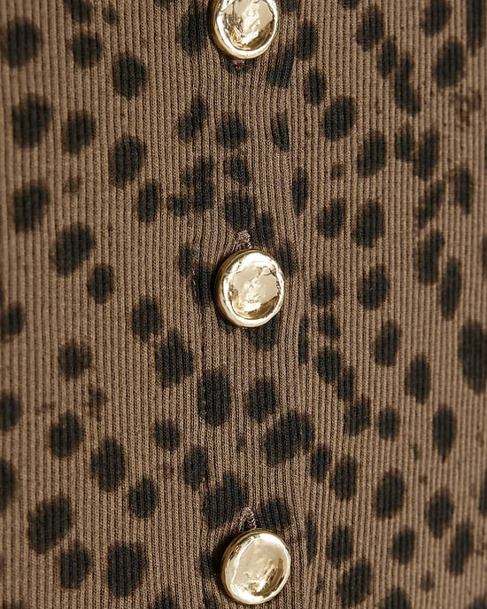 River Island Top para niña Marrón Estampado de leopardo Abotonado - Image 2
