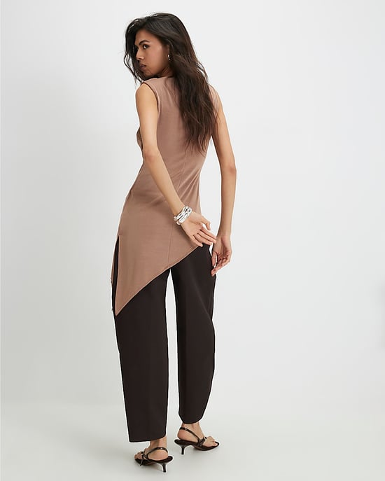 River Island Túnica de mujer Marrón con ribete de encaje Asimétrica - Image 3