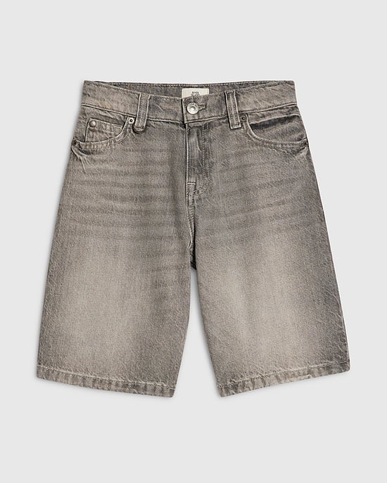 River Island Jorts vaqueros para niño Gris Gráfico trasero Cremallera Botón - Image 1