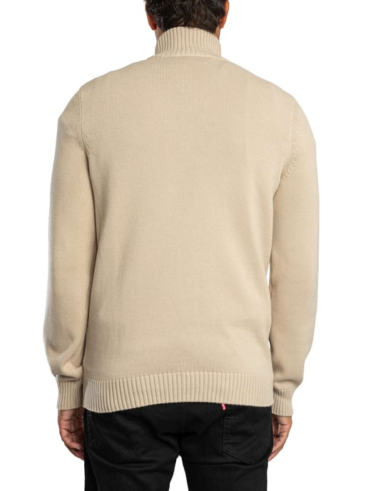 Sergio Tacchini Nuevo Jersey De Punto Con Cremallera De 1/4 De Dallas, Beige - Image 3