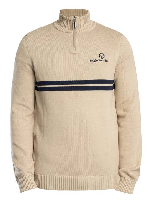 Sergio Tacchini Nuevo Jersey De Punto Con Cremallera De 1/4 De Dallas, Beige - Image 6