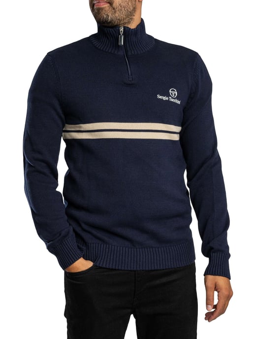 Sergio Tacchini Nuevo Jersey De Punto Con Cremallera De 1/4 De Dallas, Beige - Image 2