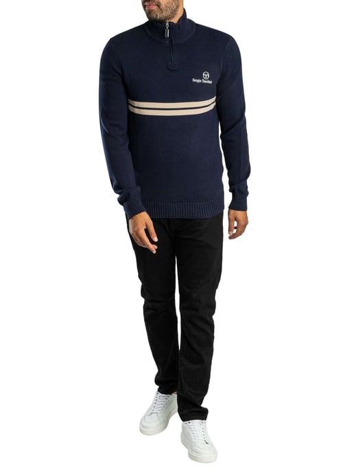 Sergio Tacchini Nuevo Jersey De Punto Con Cremallera De 1/4 De Dallas, Beige - Image 5