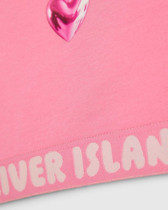 River Island conjunto de top corto y braguitas para niña rosa de tirantes 2 piezas - Image 2