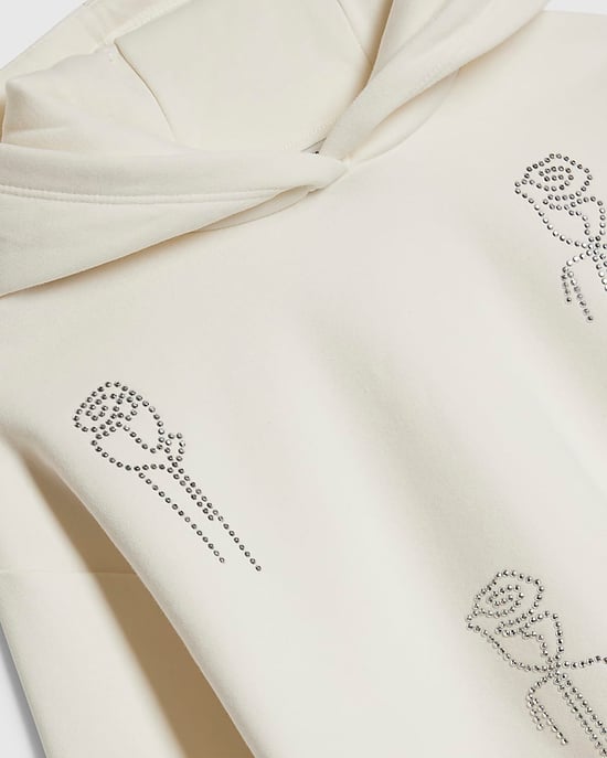 River Island Sudadera con capucha para niña Crema Adornada Manga larga - Image 4