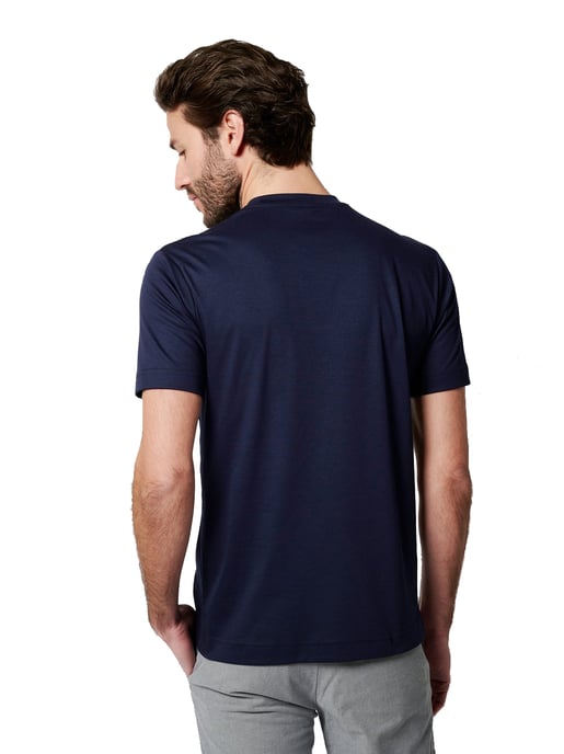 Camiseta azul marino Desoto Slim Fit de cuello redondo - Image 2