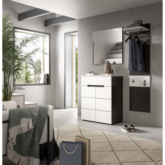 Furnilux Práctico panel de recibidor con ganchos solución empotrada blanca 165 cm moderno - Image 2