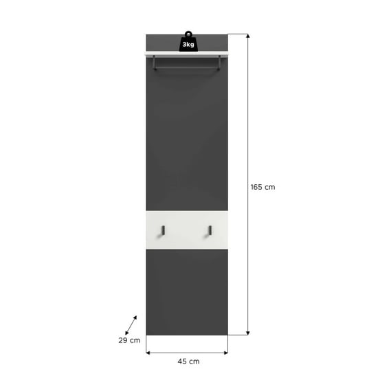 Furnilux Práctico panel de recibidor con ganchos solución empotrada blanca 165 cm moderno - Image 3