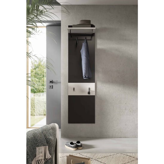 Furnilux Práctico panel de recibidor con ganchos solución empotrada blanca 165 cm moderno - Image 4