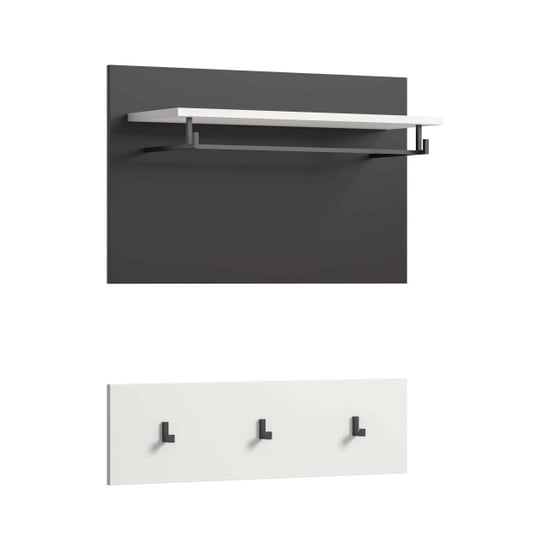 Furnilux Panel para recibidor, armario blanco con compartimento de almacenamiento y ganchos 80x73x27 cm - Image 1