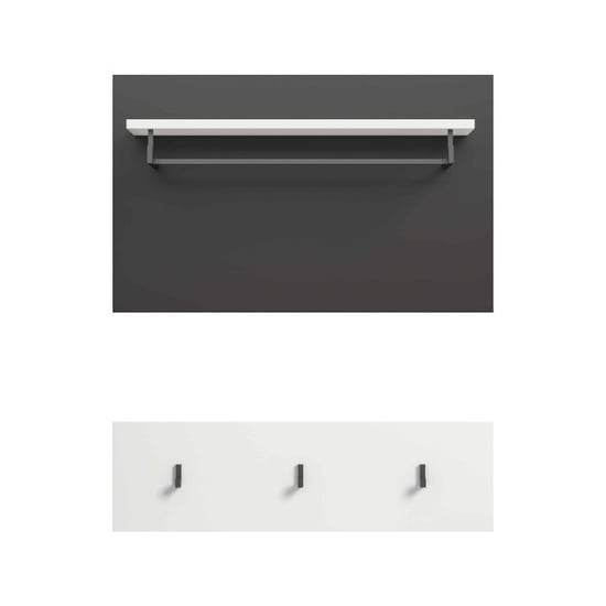 Furnilux Panel para recibidor, armario blanco con compartimento de almacenamiento y ganchos 80x73x27 cm - Image 3
