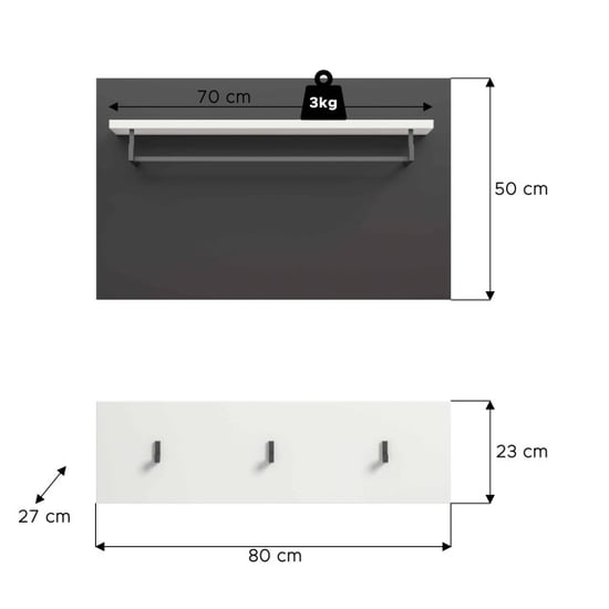 Furnilux Panel para recibidor, armario blanco con compartimento de almacenamiento y ganchos 80x73x27 cm - Image 4