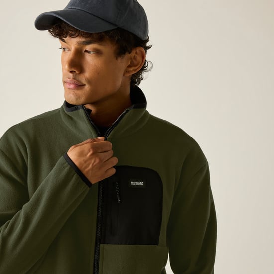 Regatta Chaqueta de forro polar para hombre Frankie con cremallera completa (caqui oscuro/negro) - Image 4