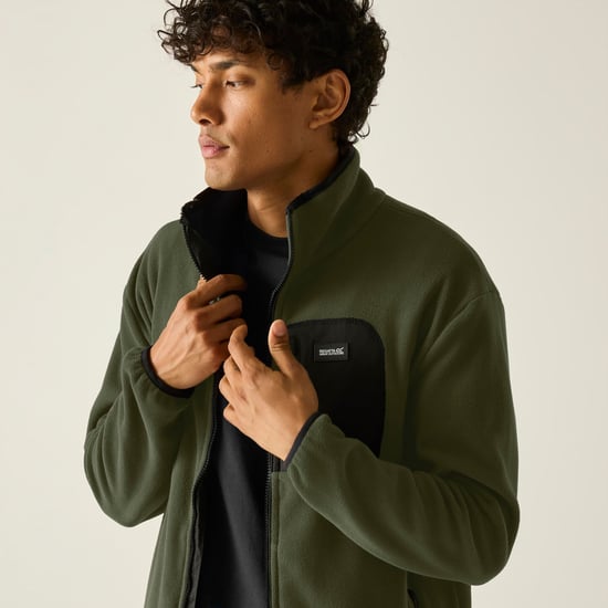 Regatta Chaqueta de forro polar para hombre Frankie con cremallera completa (caqui oscuro/negro) - Image 5